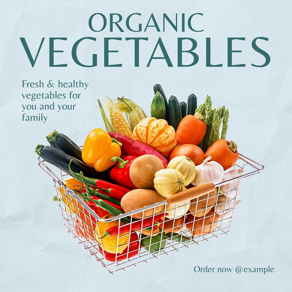 Organic vegetables Instagram post template, editable text