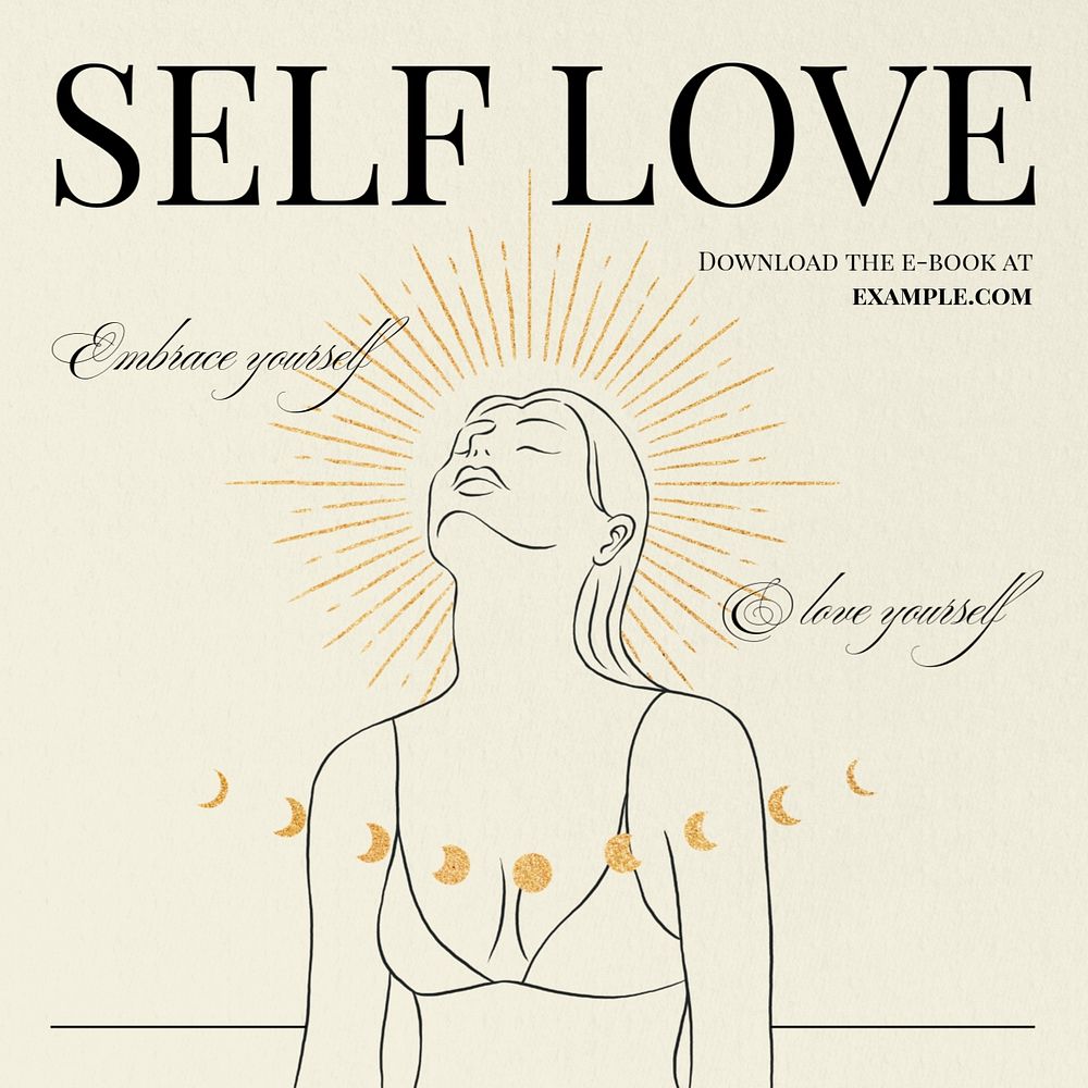 Self love ebook Instagram post template, editable text