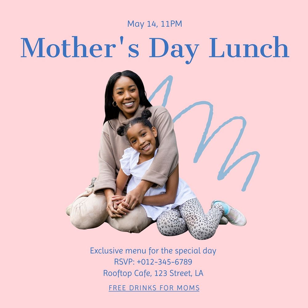 Mother's day lunch Instagram post template, editable text