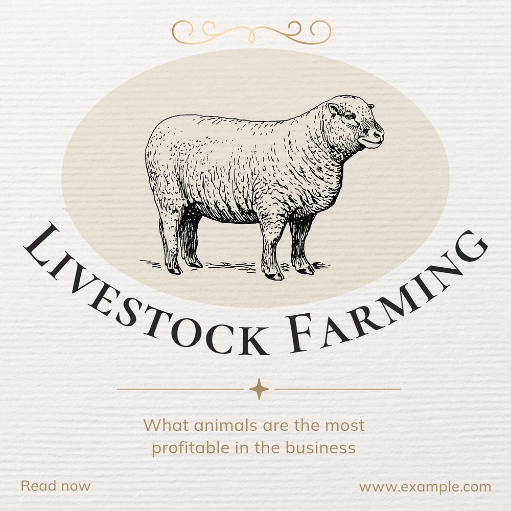 Livestock farming Instagram post template, editable text