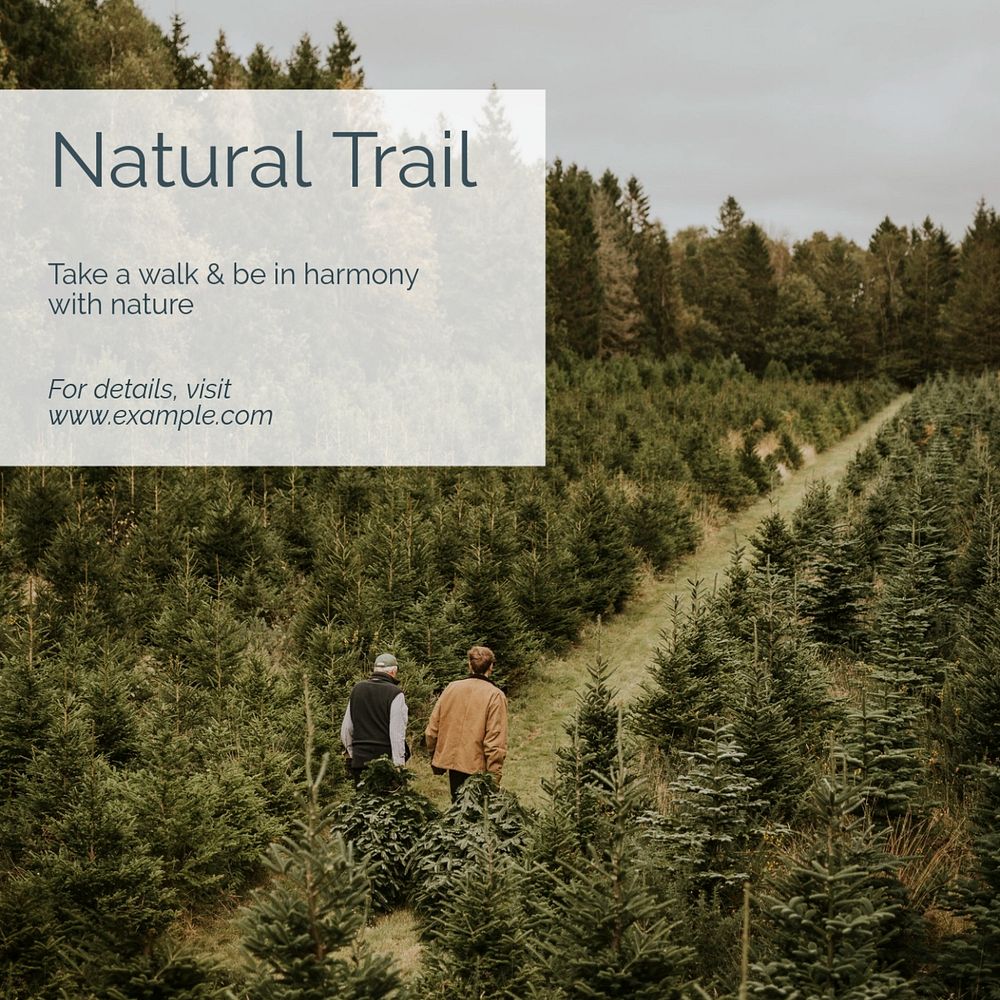 Natural trail  Instagram post template, editable text