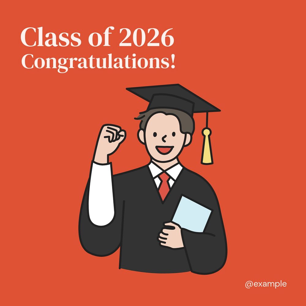 Graduation Instagram post template, editable text