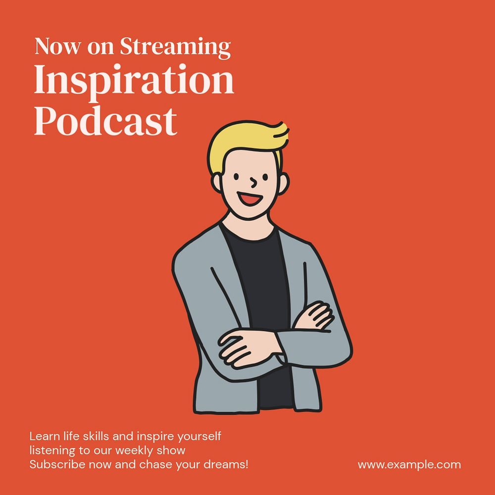 Inspiration podcast Instagram post template, editable text