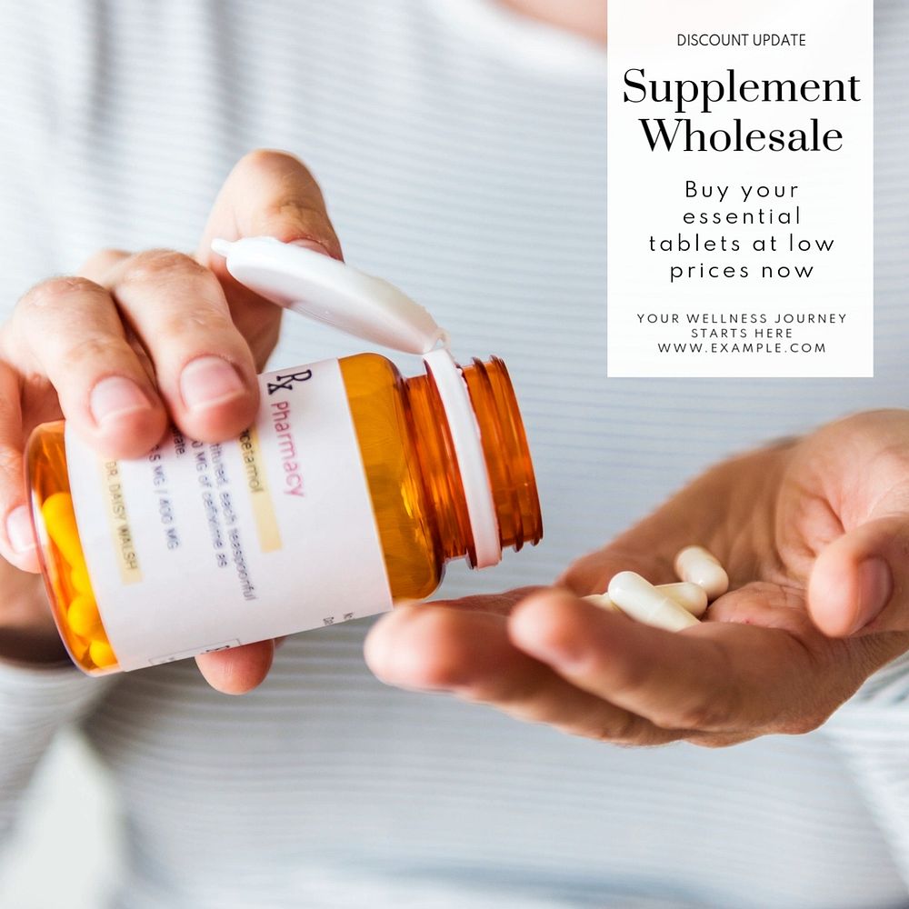 Supplements Instagram post template, editable text