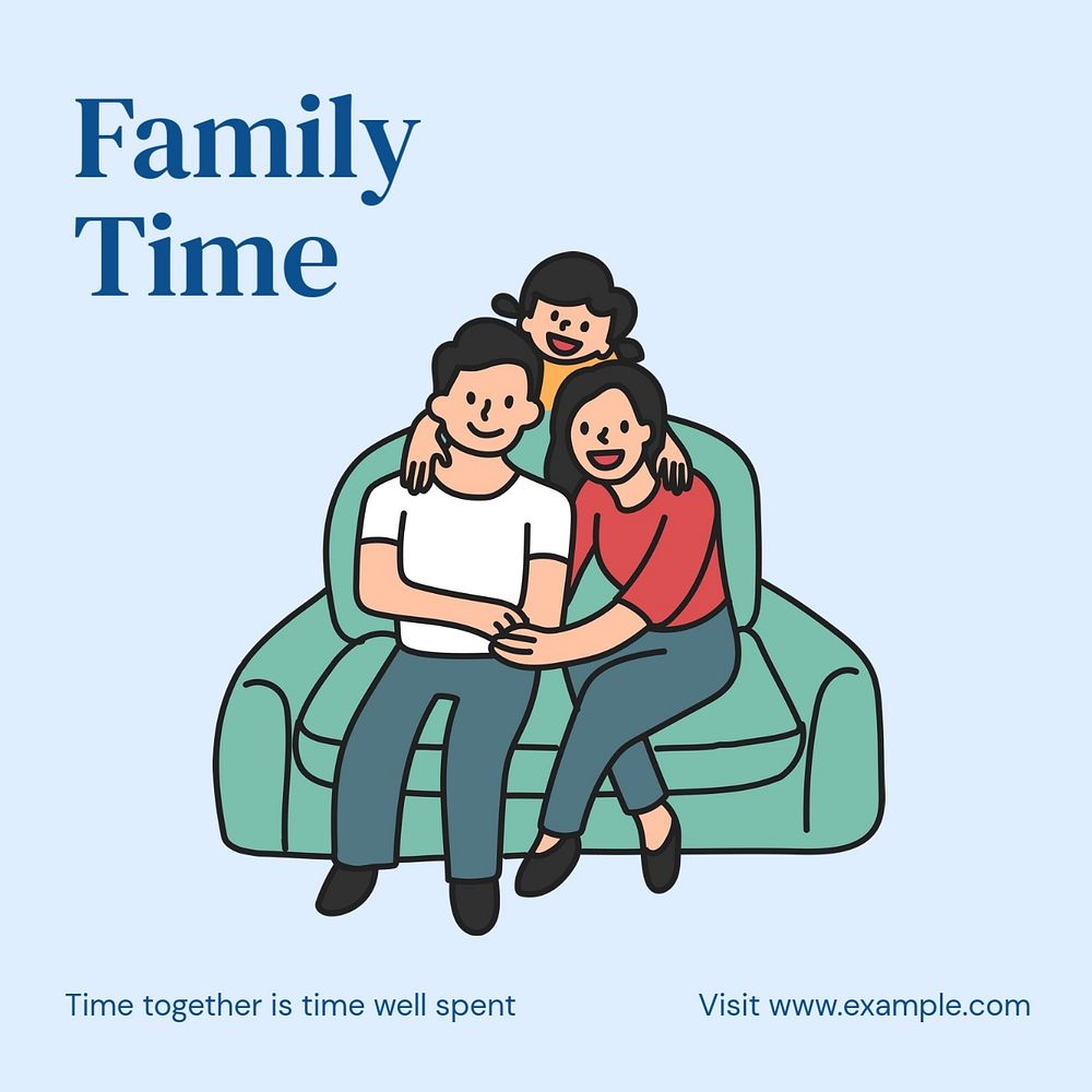 Family time Instagram post template, editable text