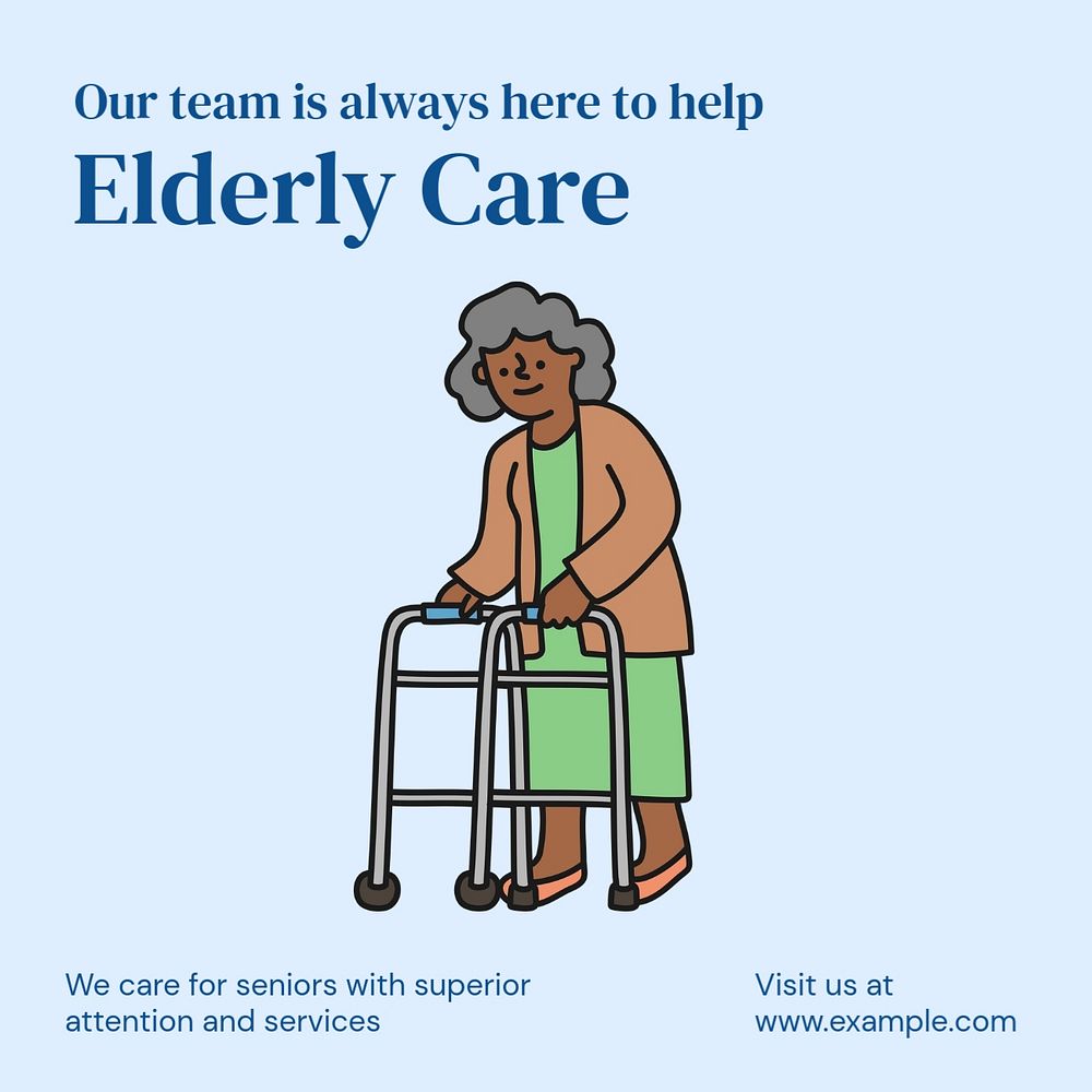 Elderly care Instagram post template, editable text