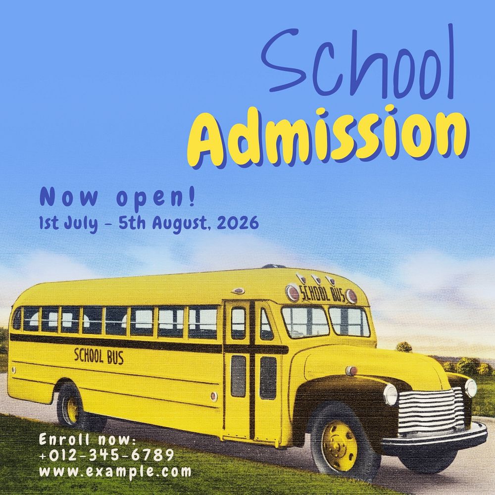 School admission Instagram post template, editable text