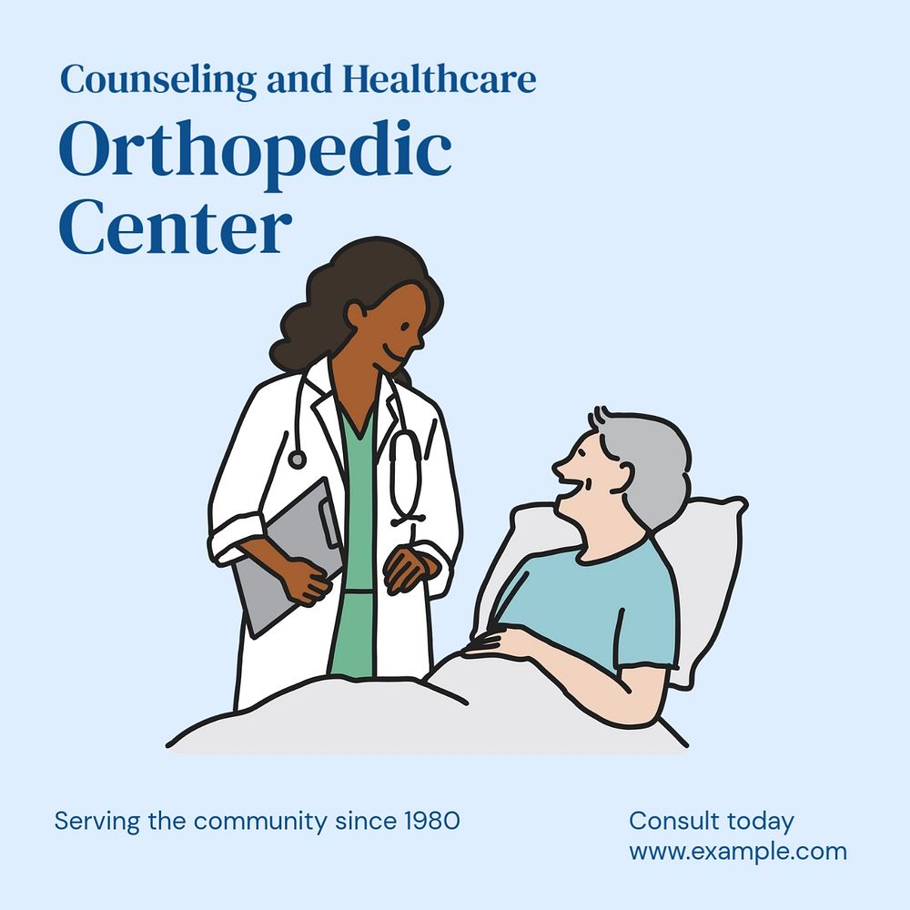 Orthopedic healthcare Instagram post template, editable text