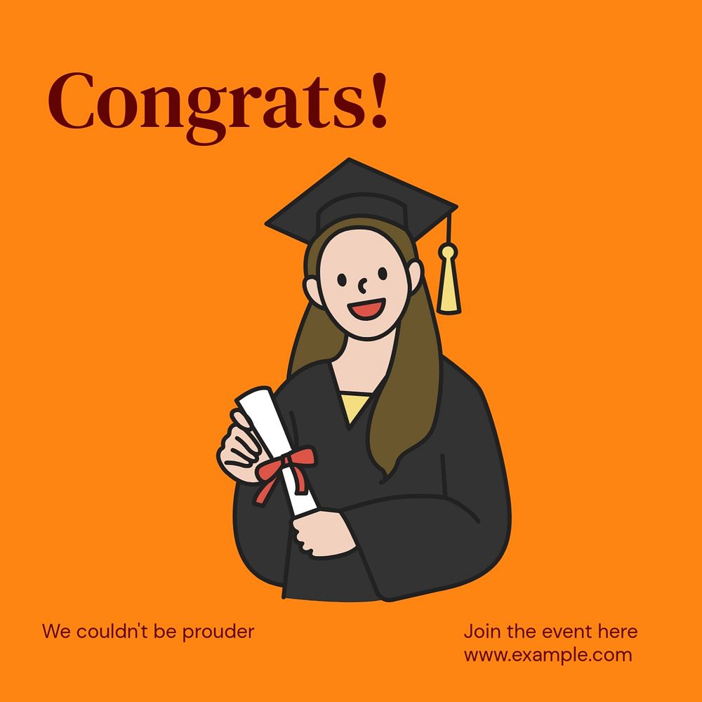 Graduation Instagram post template, editable text