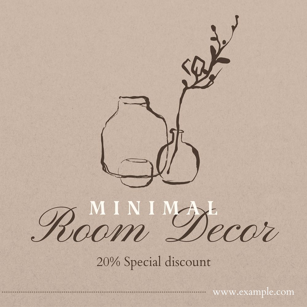 Minimal room decor Instagram post template, editable text