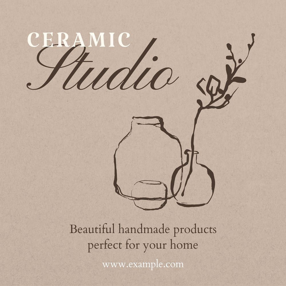 Ceramic studio Instagram post template, editable text