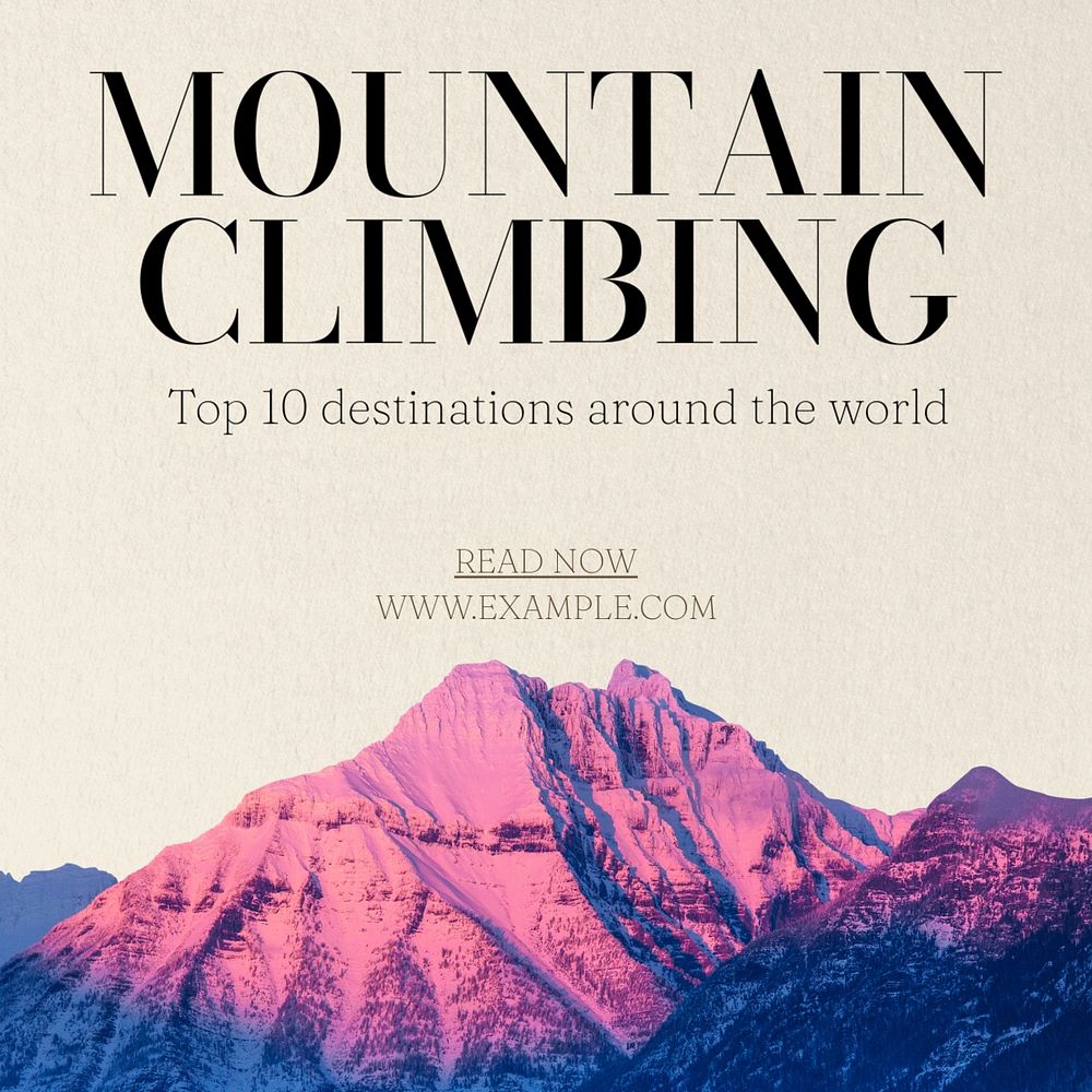 Mountain climbing Instagram post template, editable text