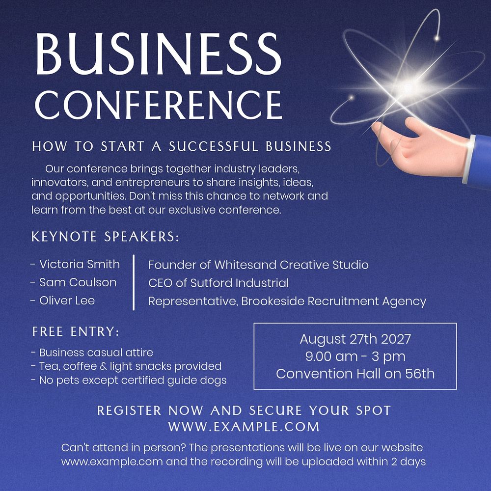 Business conference Instagram post template, editable text