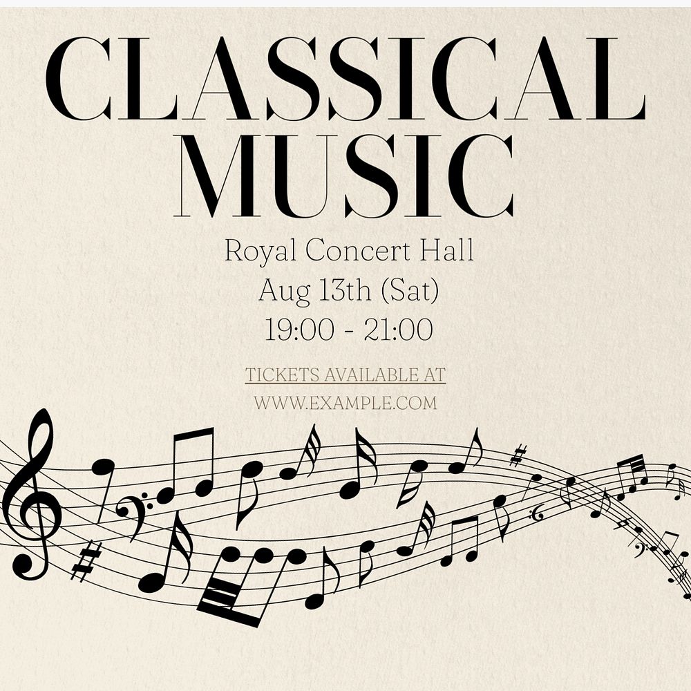 Classical music concert Instagram post template, editable text