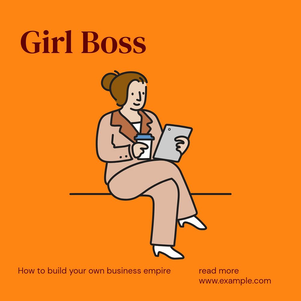 Girl boss Instagram post template, editable text