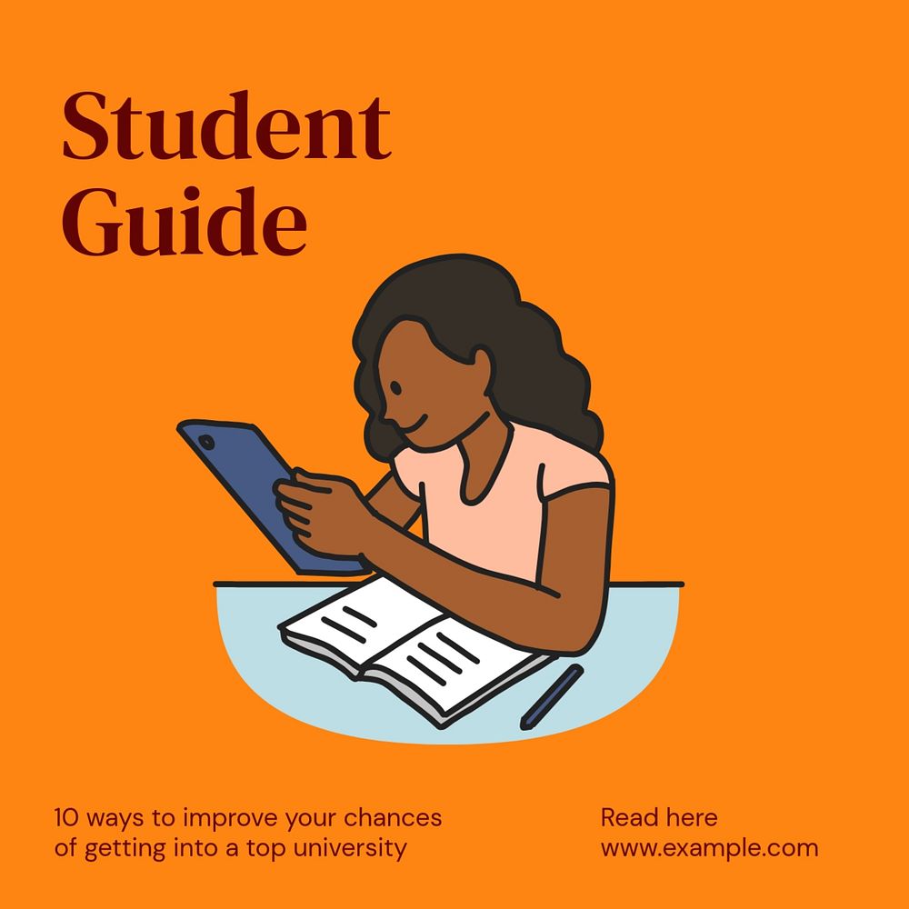 Student guide Instagram post template, editable text