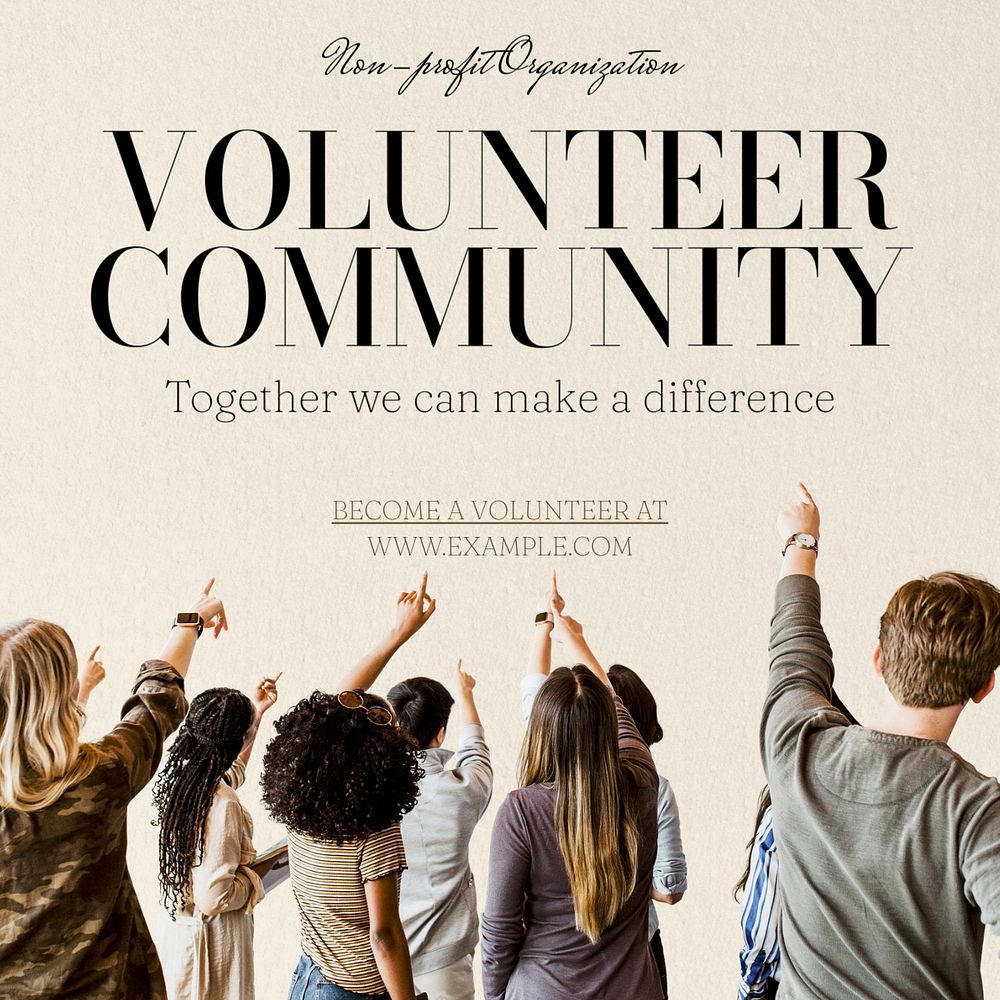 Volunteer community Instagram post template, editable text