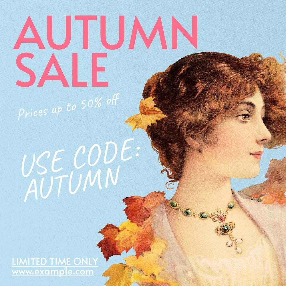 Autumn sale Instagram post template, editable text