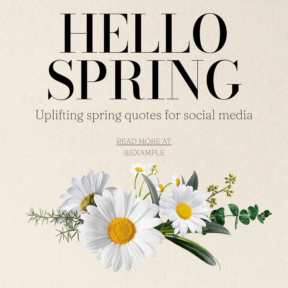 Hello spring Instagram post template, editable text