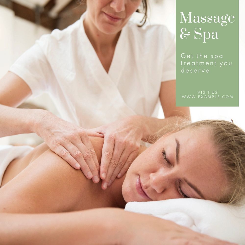 Massage & spa Instagram post template, editable text