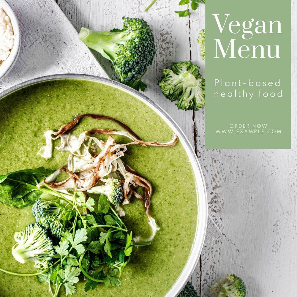 Vegan menu Instagram post template, editable text