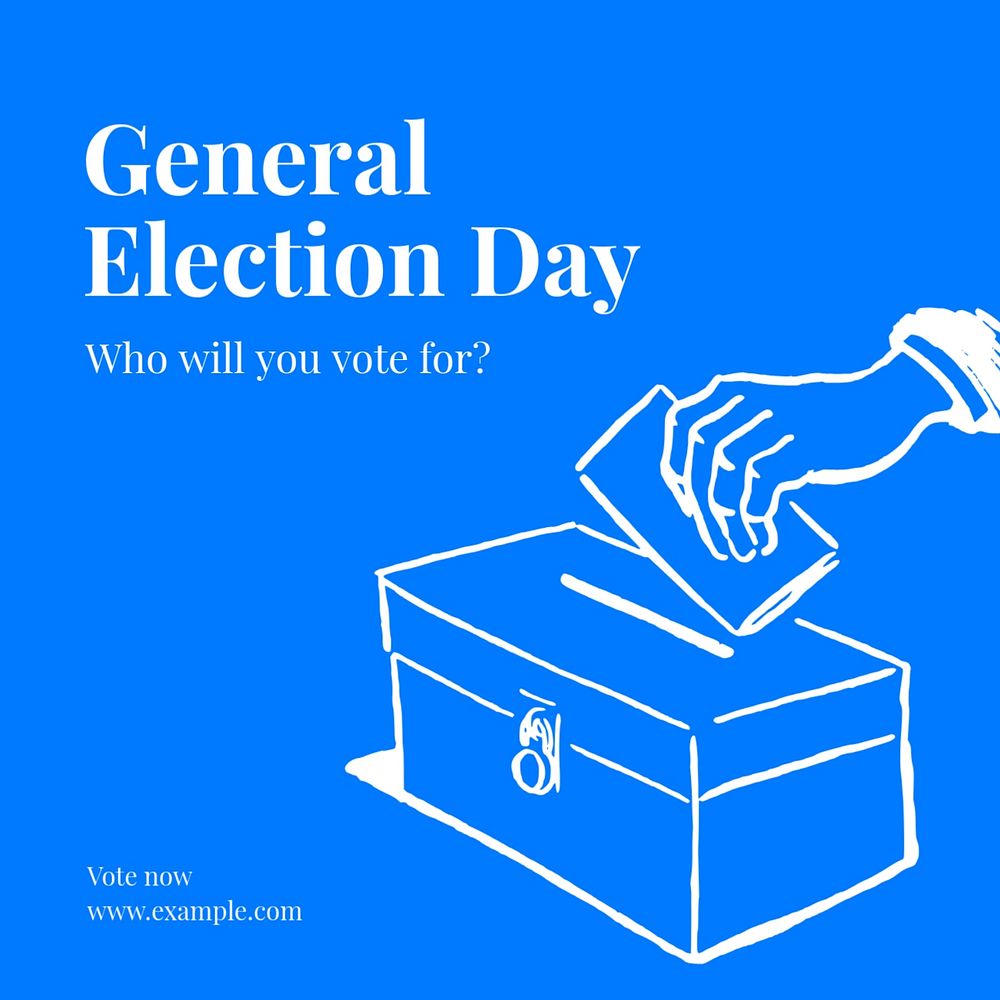 General election day Instagram post template, editable text