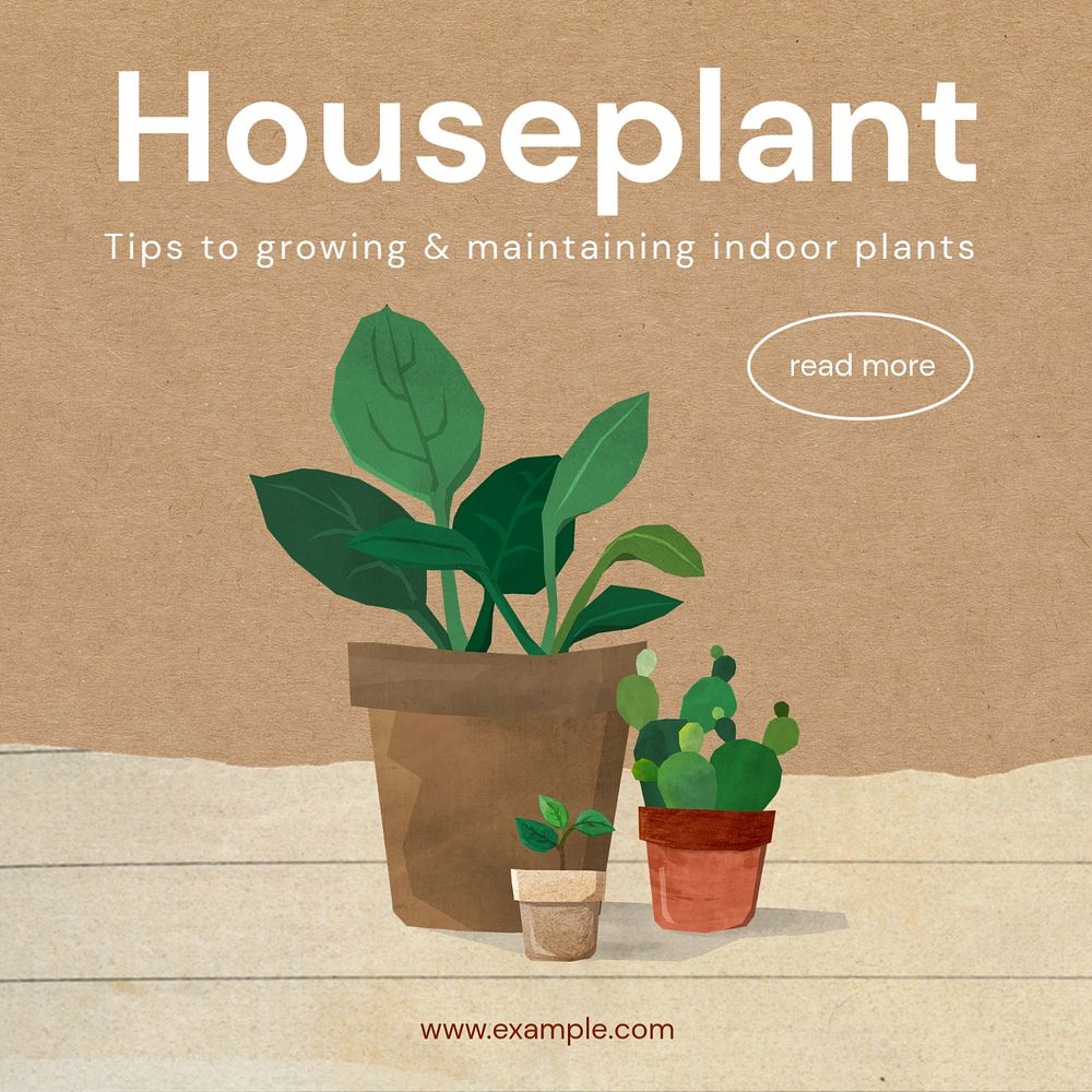 Houseplant tips Instagram post template, editable text