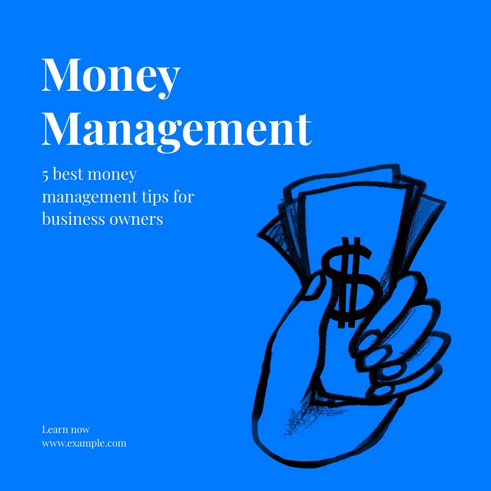 Money management Instagram post template, editable text