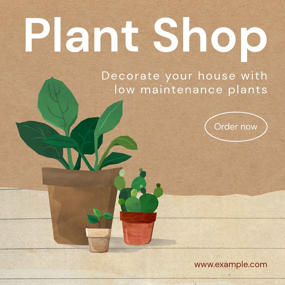 Plant shop Instagram post template, editable text