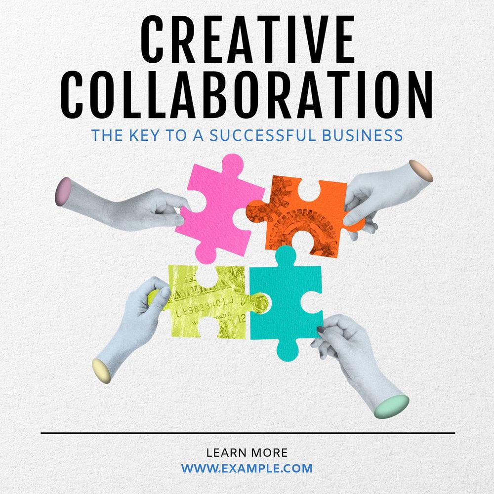 Creative collaboration Instagram post template, editable text