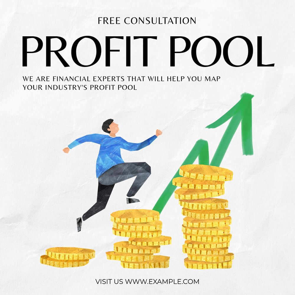 Profit pool Instagram post template, editable text