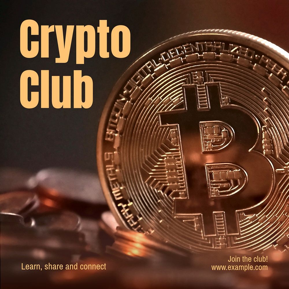 Crypto Club Instagram post template, editable text