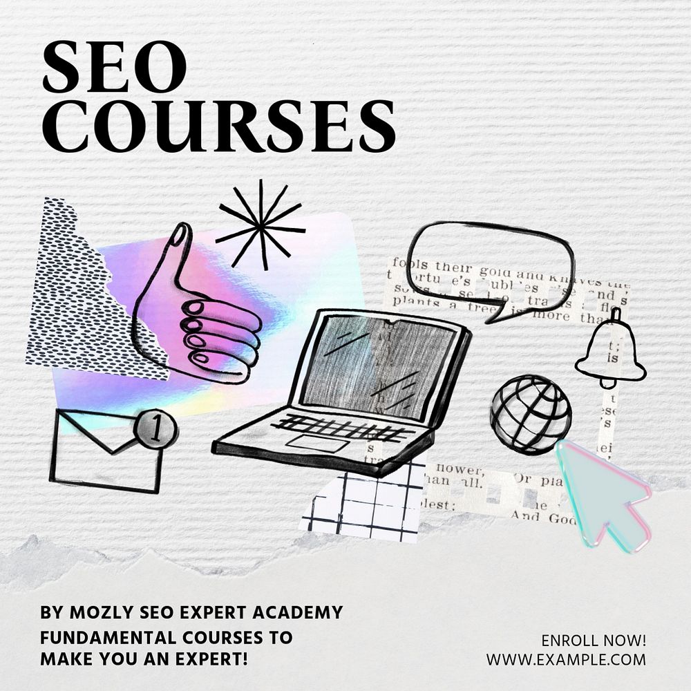 SEO courses Instagram post template, editable text