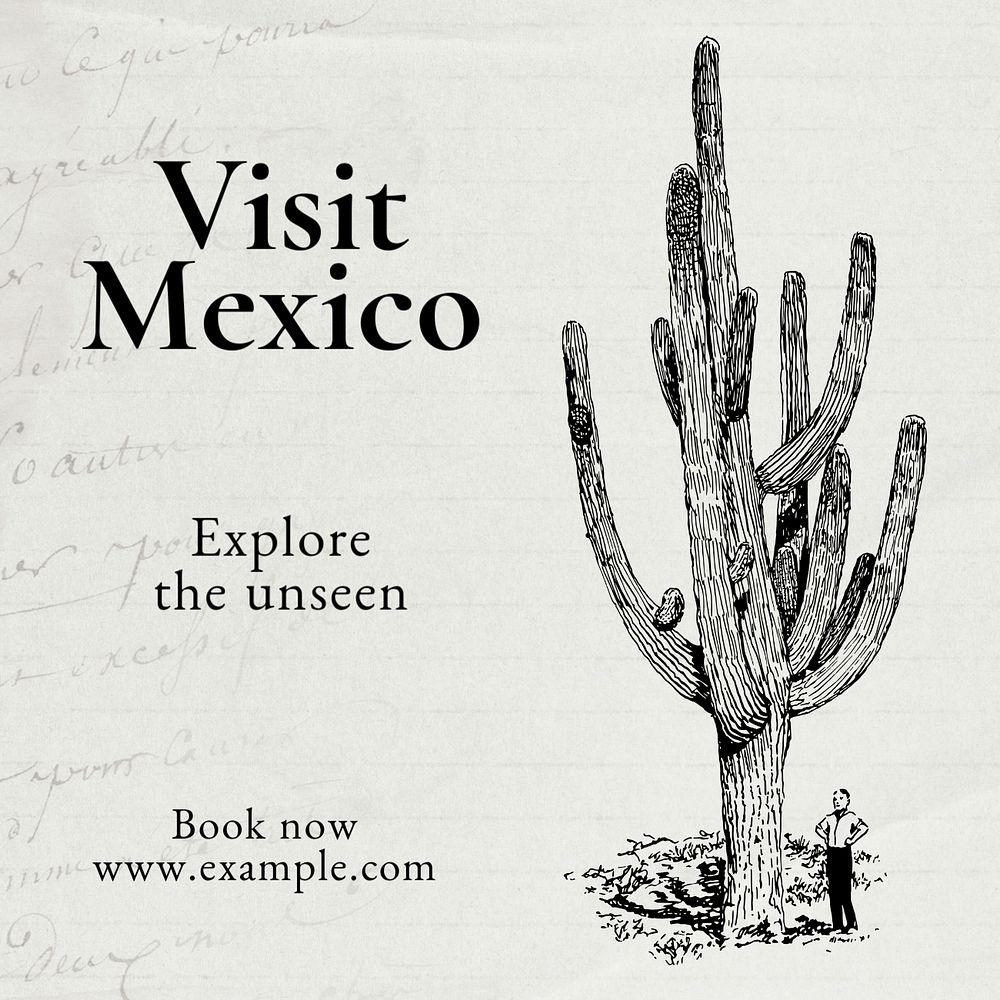 Visit Mexico Instagram post template, editable text