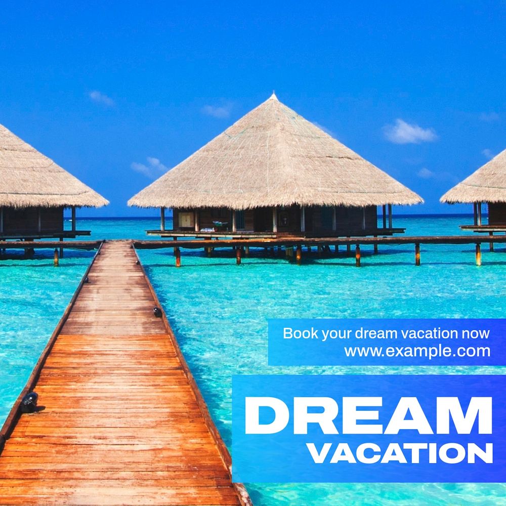 Dream vacation Instagram post template, editable text