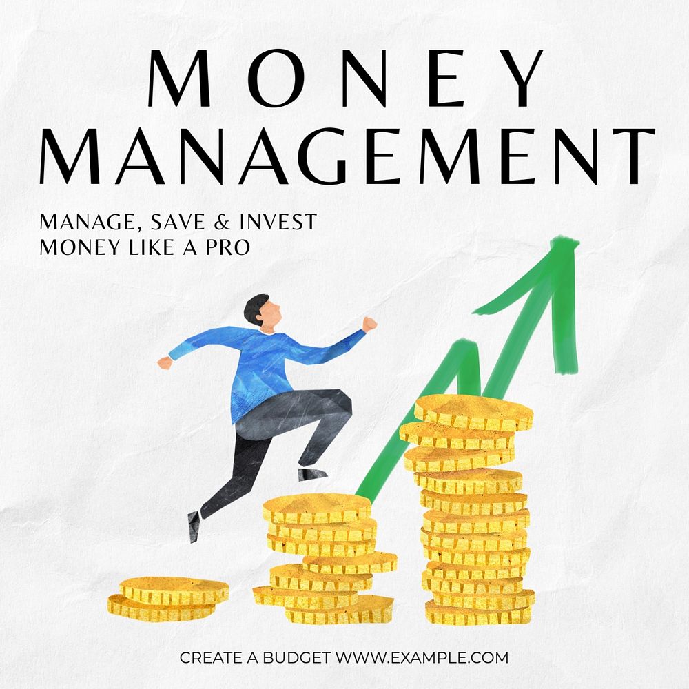 Money management Instagram post template, editable text