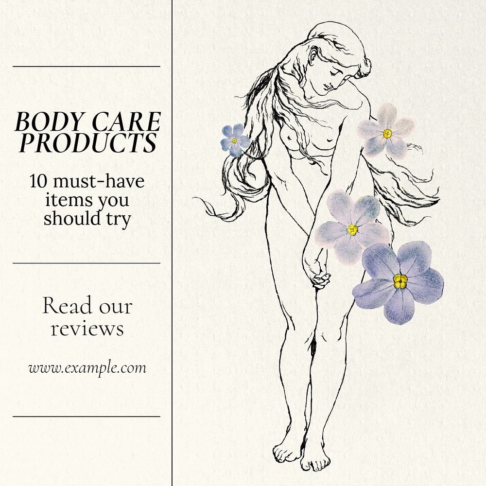 Body care products Instagram post template, editable text