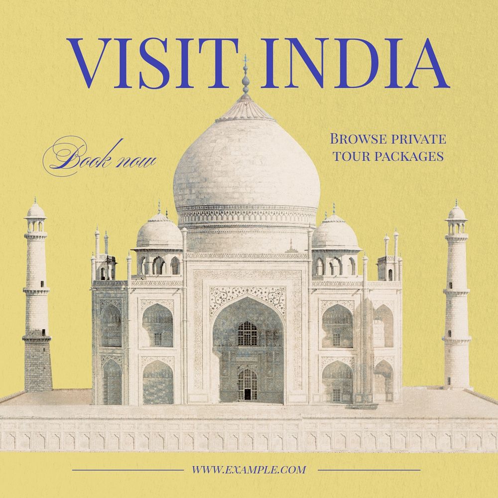 Visit India Instagram post template, editable text