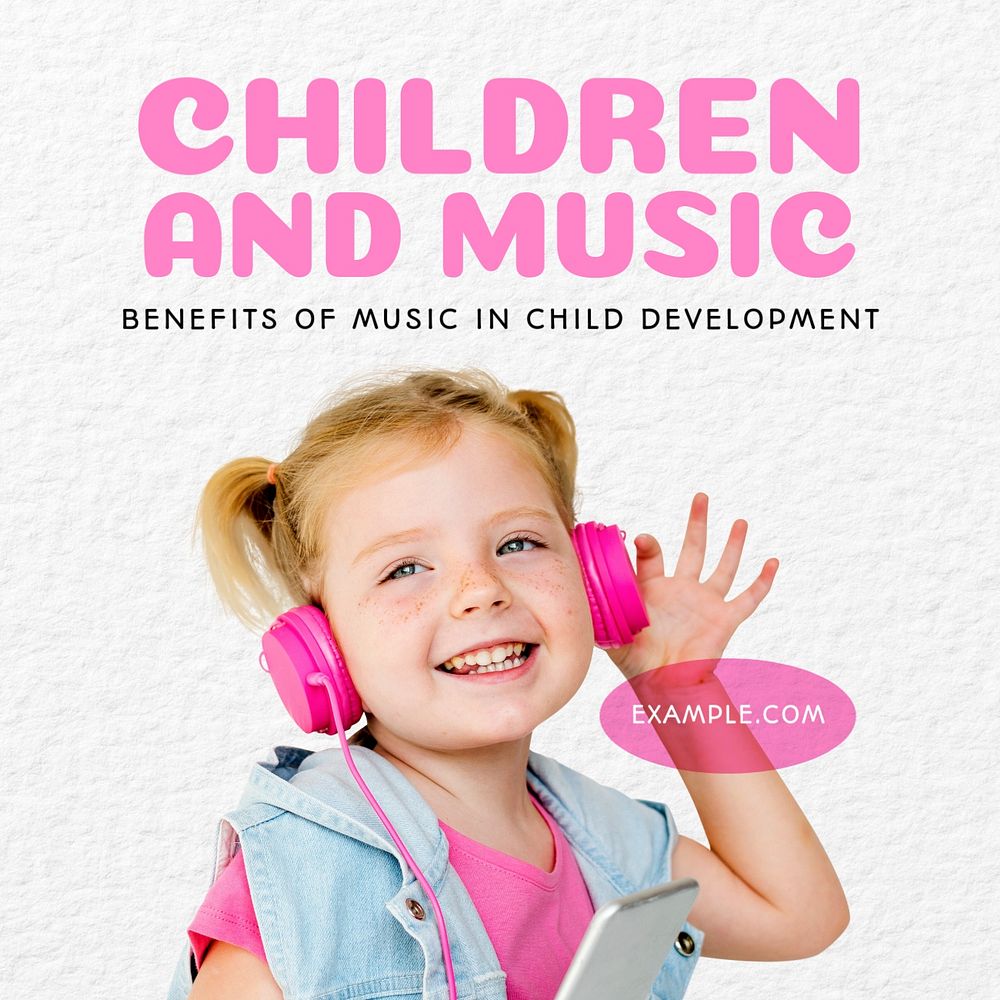 Children and music Instagram post template, editable text