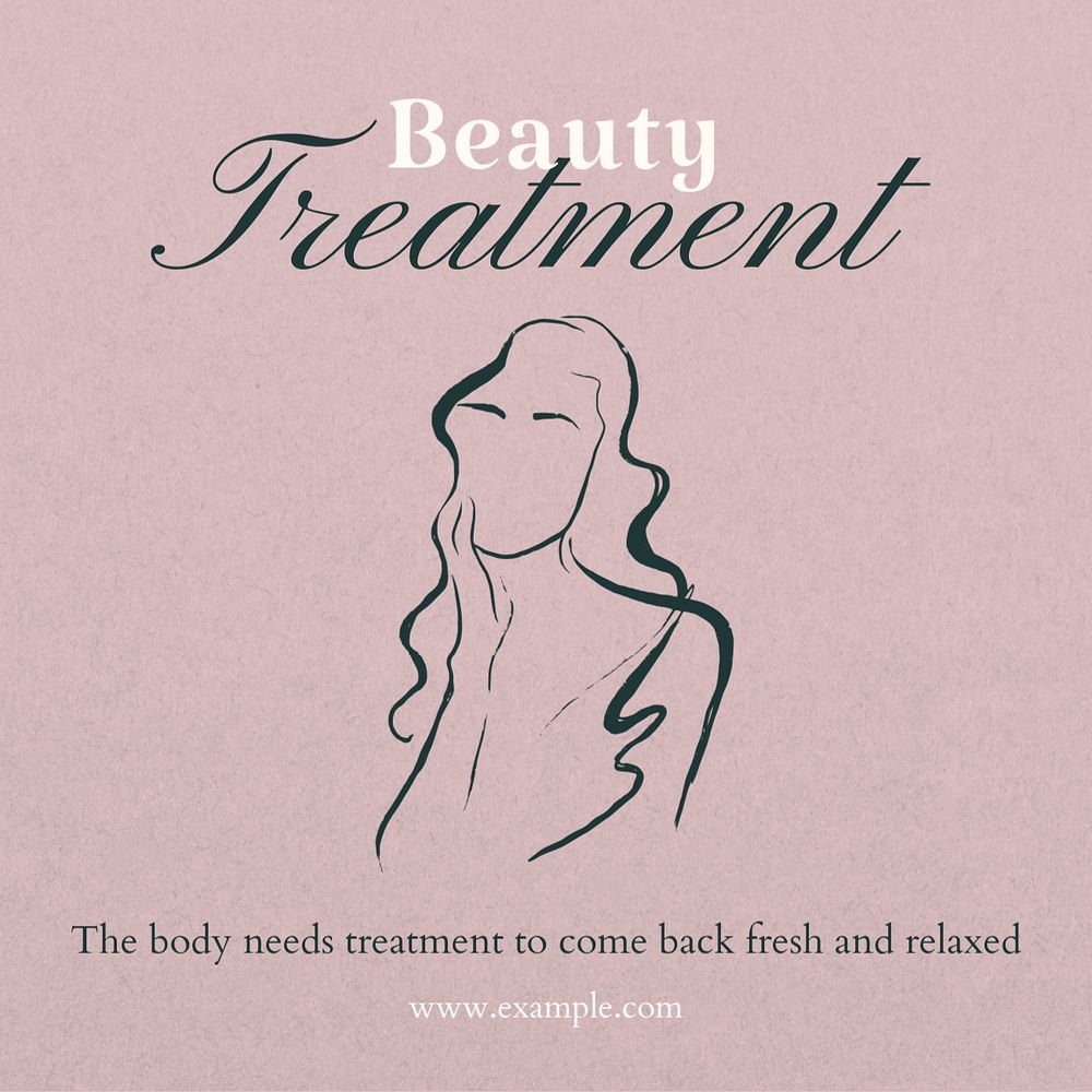 Beauty treatment Instagram post template, editable text