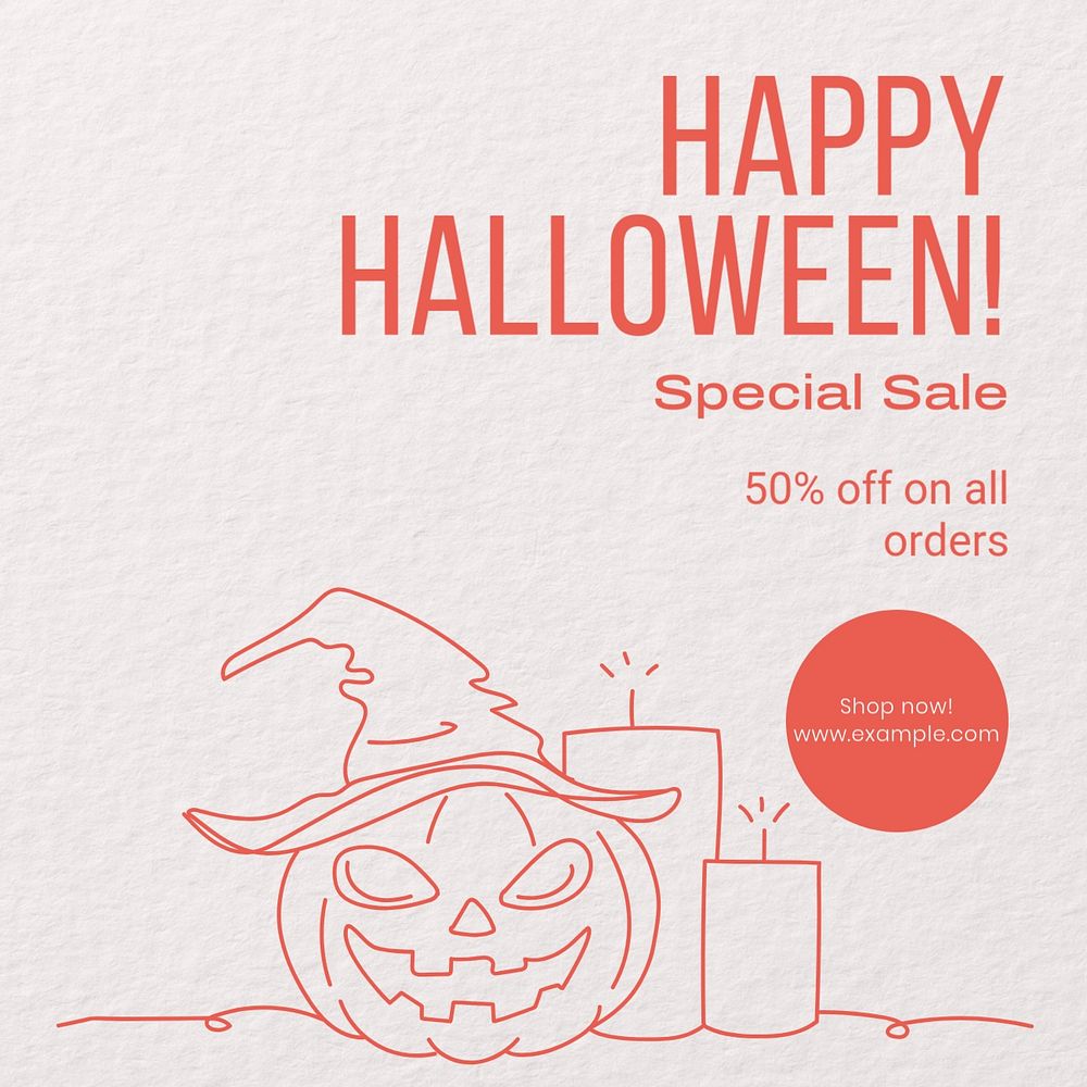 Halloween sale Instagram post template, editable text