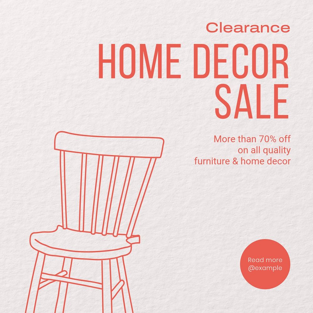 Home decor sale Instagram post template, editable text