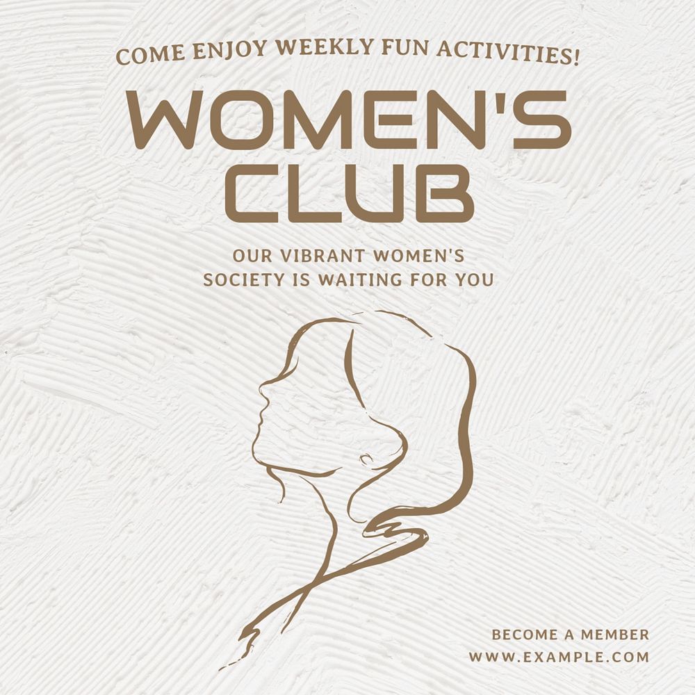 Women's club Instagram post template, editable text