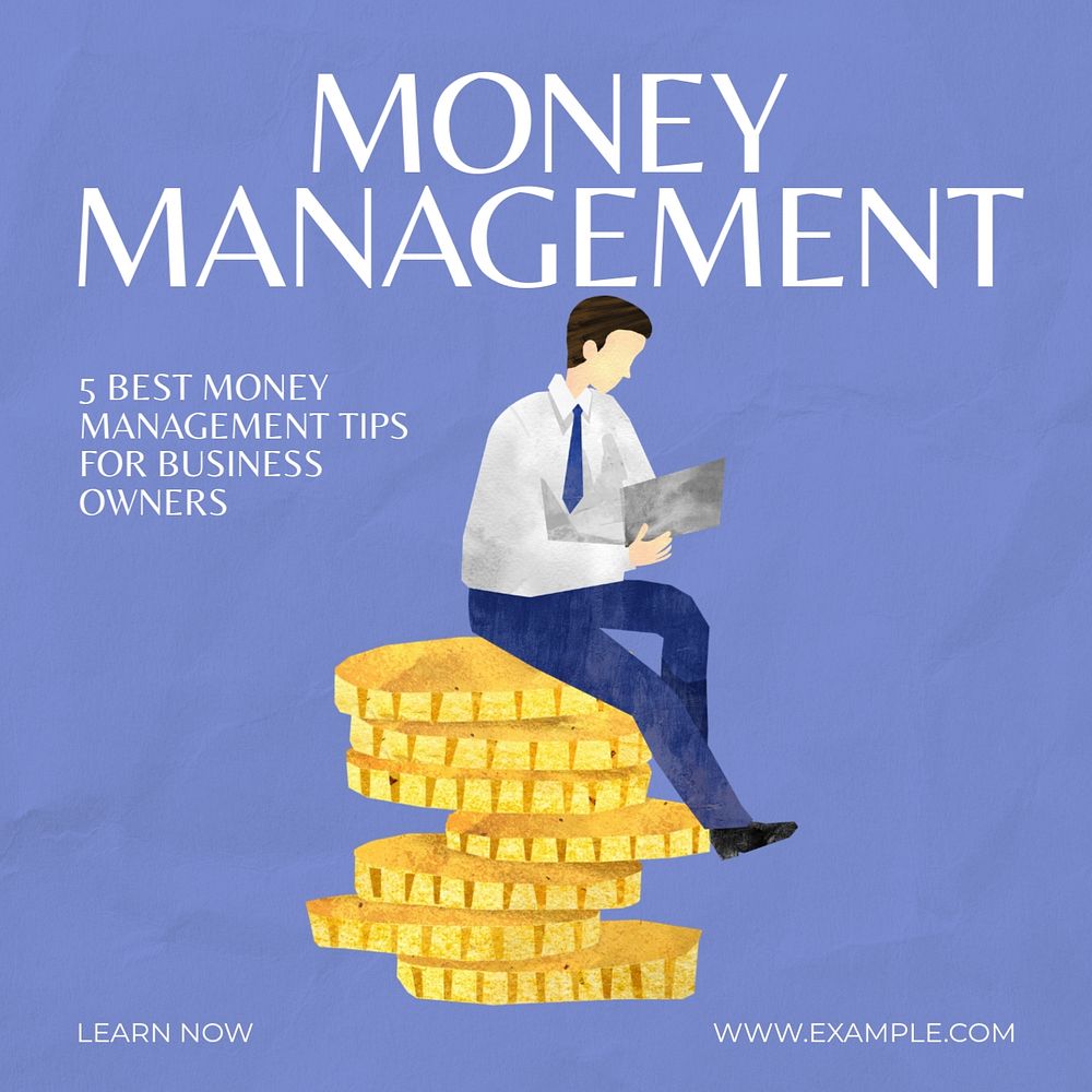 Money management Instagram post template, editable text