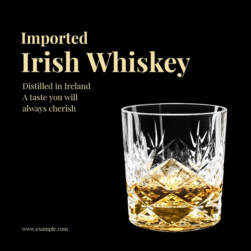 Irish whiskey Instagram post template, editable text