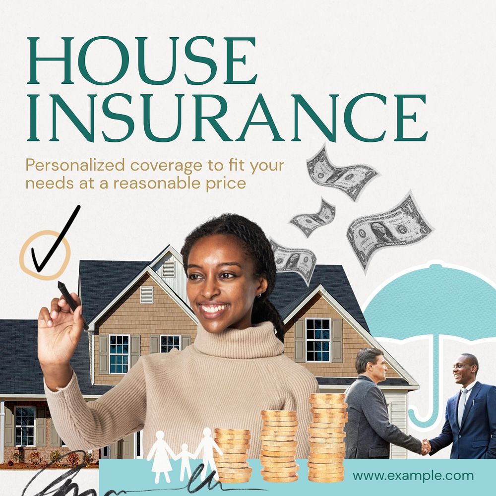 House insurance Instagram post template, editable text