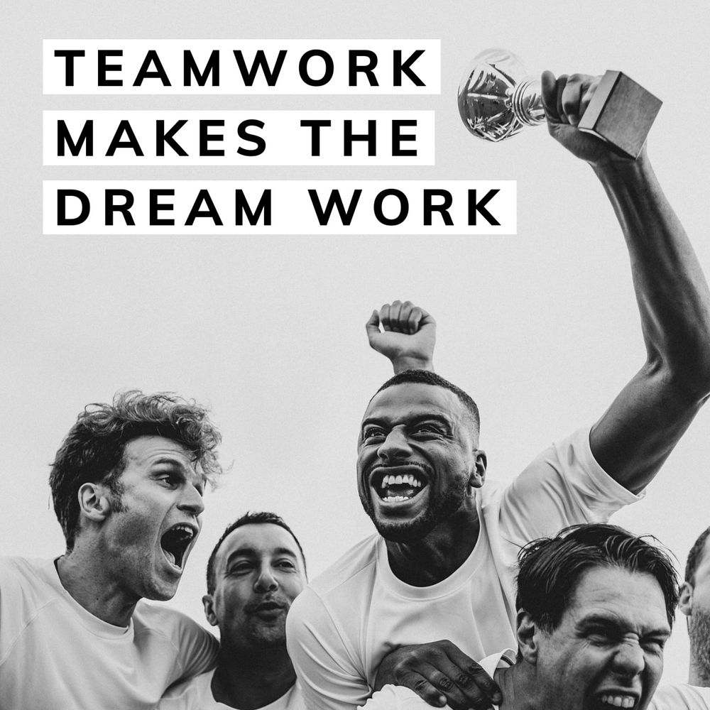 Teamwork dream work  Instagram post template, editable text