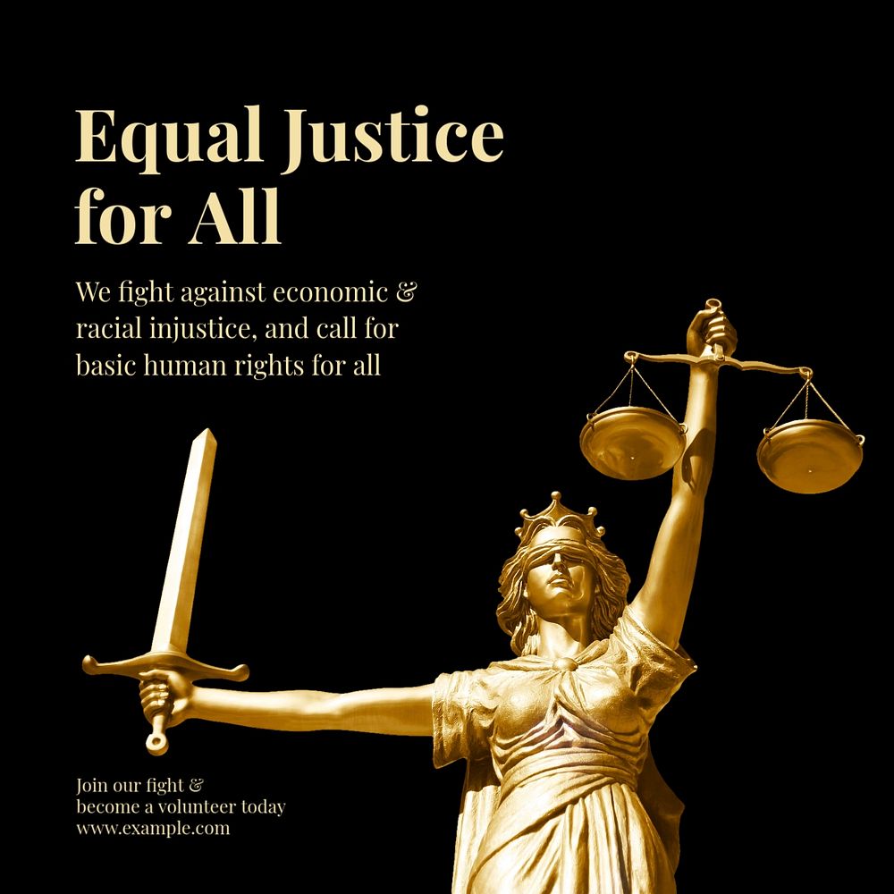 Equal justice Instagram post template, editable text