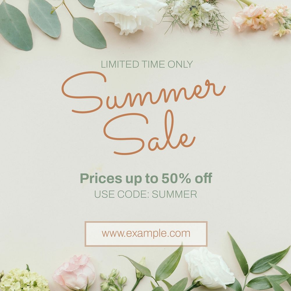 Summer sale Instagram post template, editable text