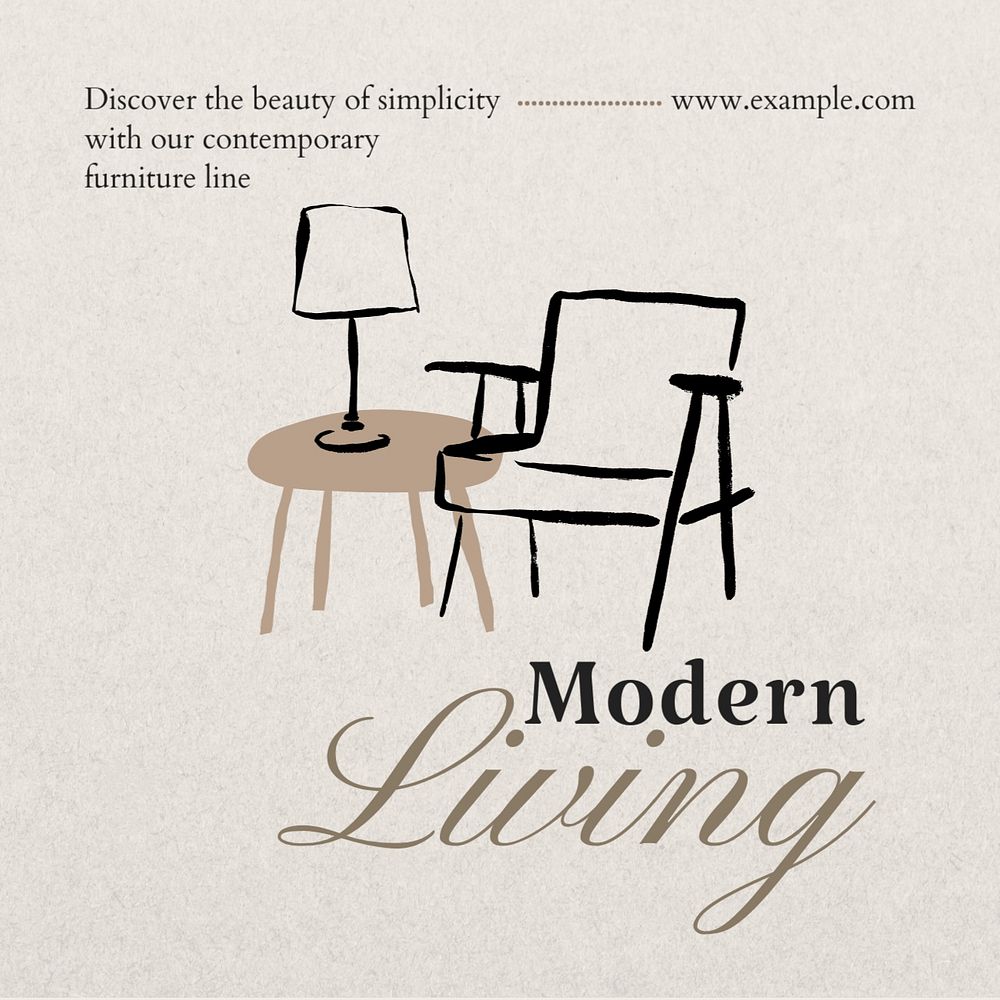 Modern living Instagram post template, editable text